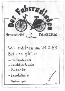 Der erste Handzettel des Fahrradladens von 1983 // Quelle: Der Fahrradladen Balance
