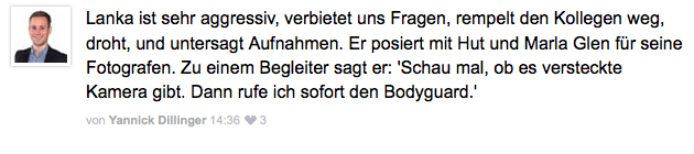 So kommentierte Yannick Dillinger das Verhalten des Dr. Lanka (Screenshot: www.schwaebische.de)
