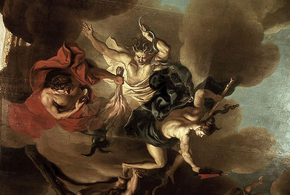 Herkules stürzt Zwietracht, Neid und Haß. Bild: Louis de Silvestre Lizenz: Public Domain