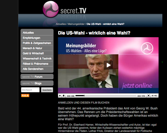 Prof. Eberhard Haber auf Secret TV, Screenshot
