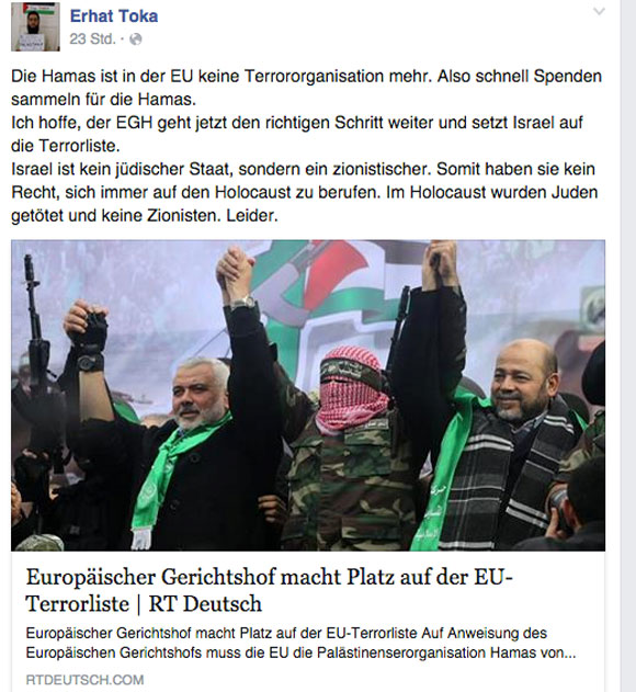 Hamas-Spendensammler Toka mag nicht Islamist genannt werden. 