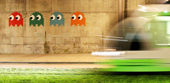 Pac-Man-Monster des Künstlers Invader am Guggenheim-Museum Bilbao Foto: Lobo Lizenz: CC BY 2.0