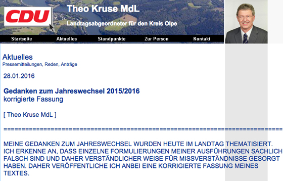 Webseite Theo Kruse (MdL) Screenshot