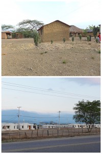 Bild Oben: Traditionelles Wayúu-Dorf Bild unten: Neubau eines Wayúu-Dorfes Fotos: J. Klute