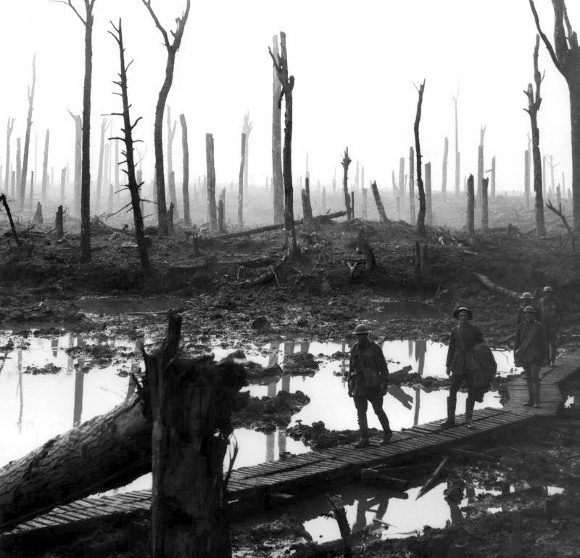 Chateau Wood Ypres 1917. Quelle: Wikipedia, Foto: Frank Hurley, Lizenz: Gemeinfrei