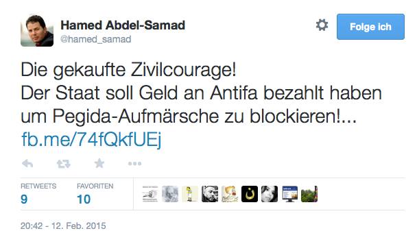 Bei Twitter verkackt: Abdel-Samad (Quelle: Friedensdemo-Watch)