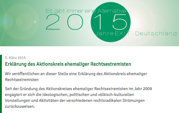 Erklärung des Aktionskreis zur NRW-Debatte, Foto: Screenshot www.exit-deutschland.de