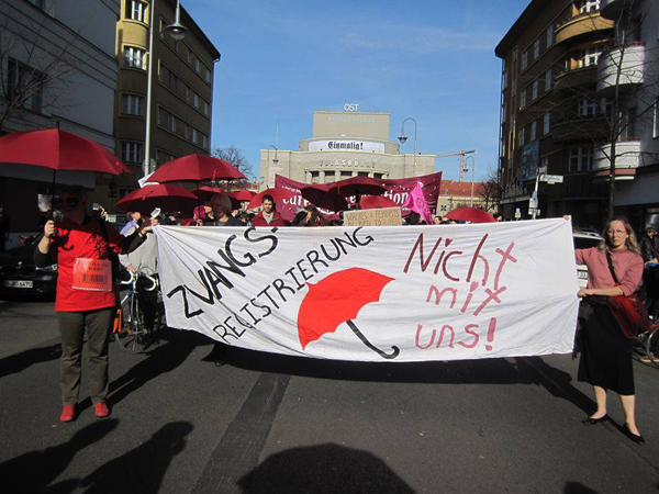 Demonstration gegen das Prostituiertenschutzgesetz. Foto: Friederike Strack Lizenz: Copyright