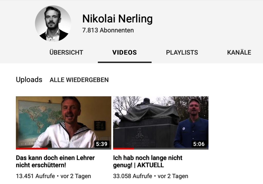 Der YouTube-Channel von Nikolai Nerling aka "Der Volkslehrer"...