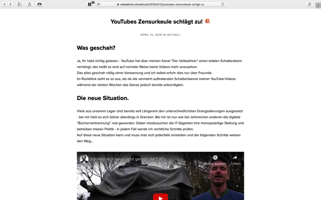 "Volkslehrer.info": Abmahngefährdet, da im Impressum die ladungsfähige Adresse fehlt..