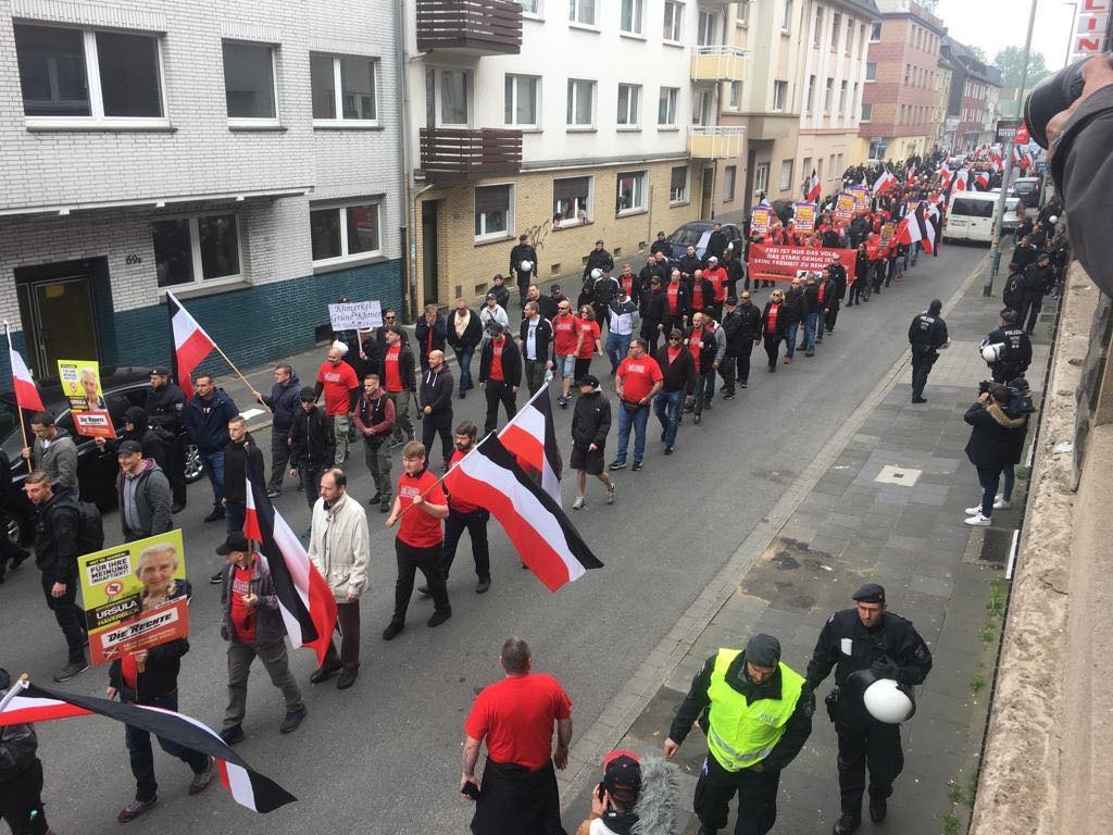 Naziaufmarsch von "DIE RECHTE" am 1. Mai 2019 in Duisburg. Foto: Vera-Maria.com