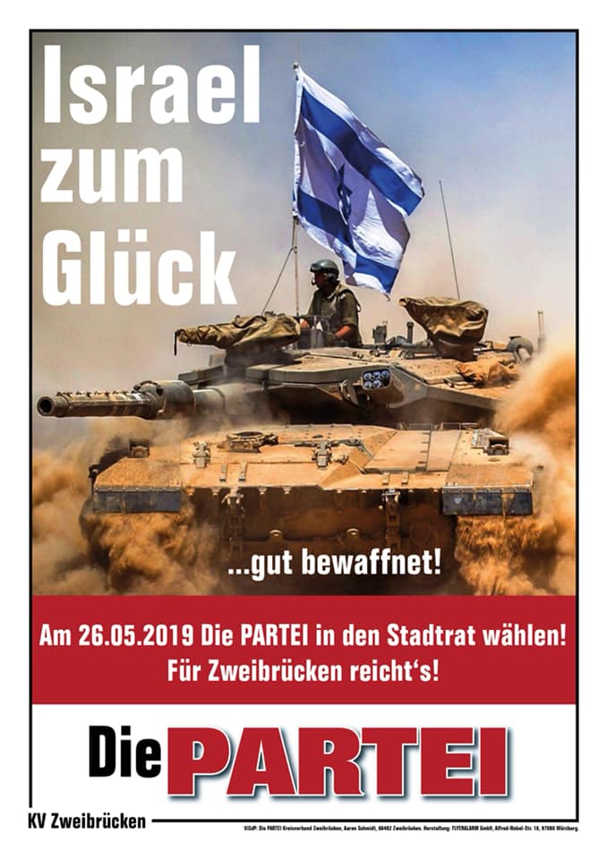 Vorbildliche Aktion der PARTEI Zweibrücken: Konter gegen antisemitische Wahlplakate