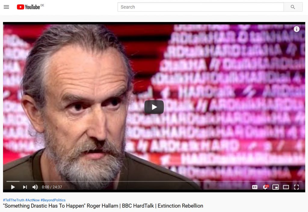 "Extinction Rebellion"-Mitgründer Roger Halam im BBC HardTalk am 16. August 2019