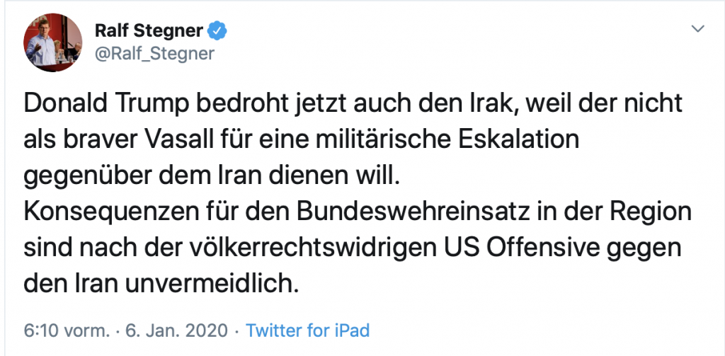 Böser, böser, Trump: Ralf Stegner eskaliert auf Twitter; Foto: Screenshot Twitter