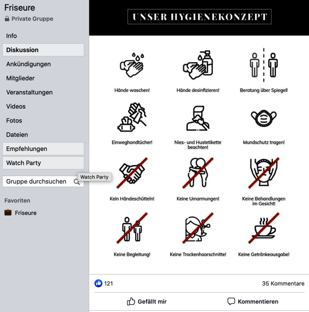 Sicherheit geht vor; Screenshot Facebook
