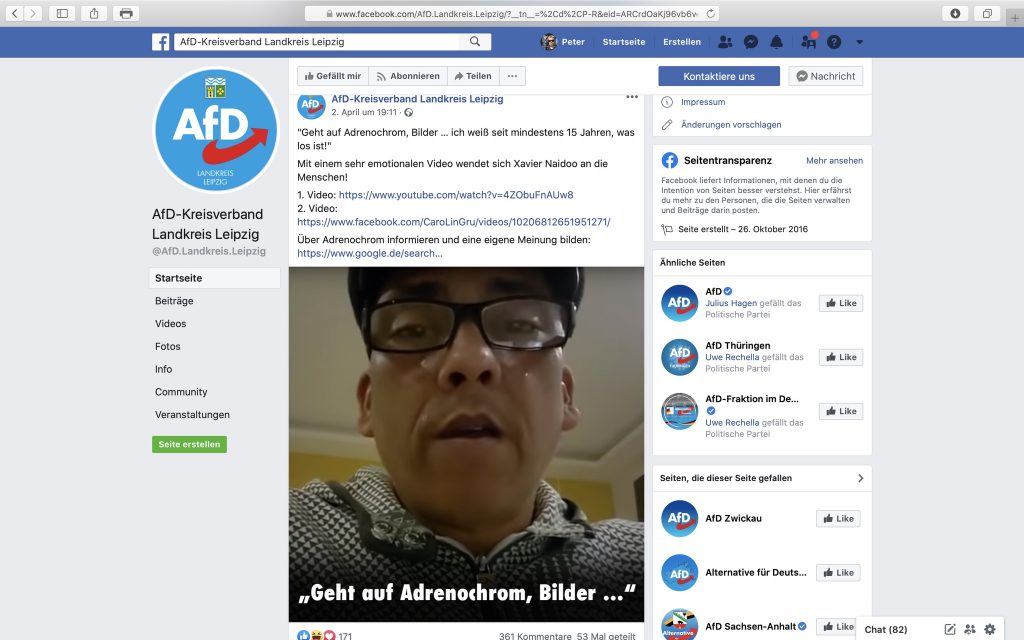 AfD-Kreisverband Landkreis Leipzig: Öl ins Feuer gießen; Screenshot Facebook