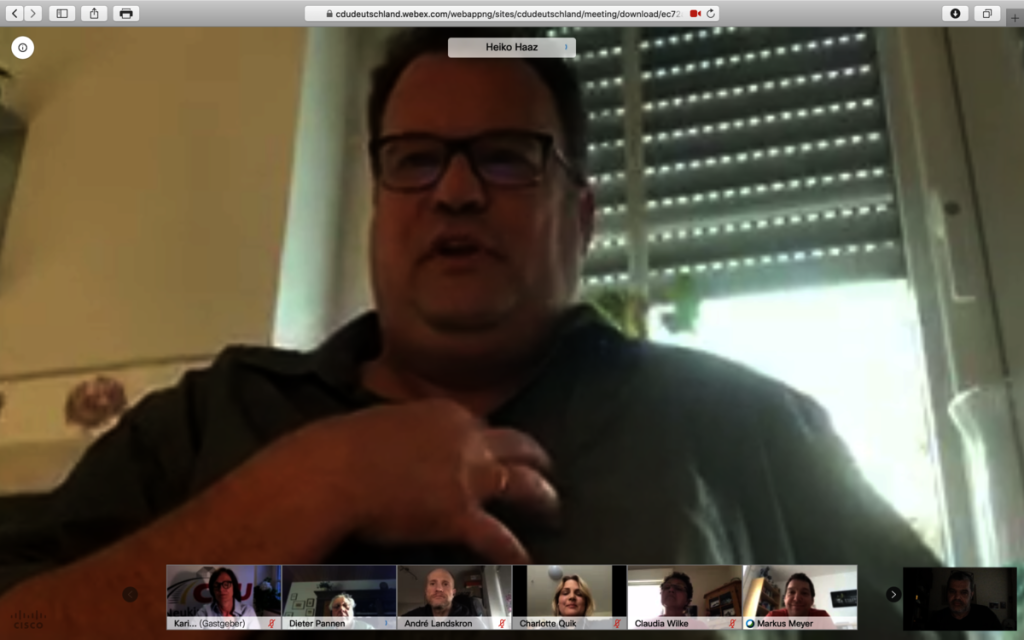 Dr. Heiko Haaz, CDU-Stadtratsfraktion Neukirchen-Vluyin; Screenshot cdudeutschland.webex.com