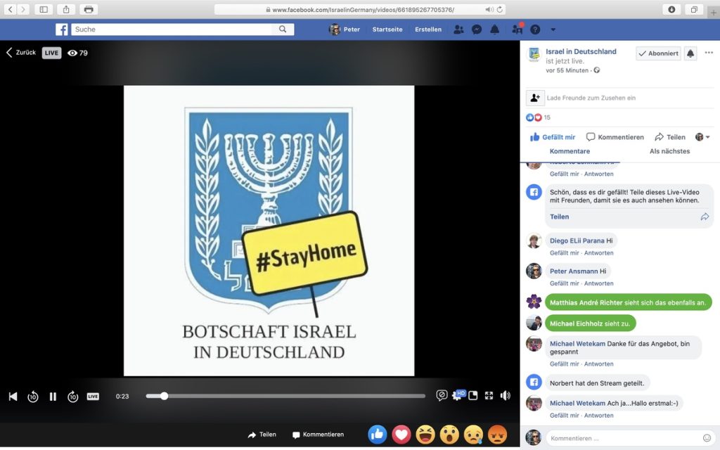 Online Krav Maga: Interessante Veranstaltung der israelischen Botschaft; Screenshot Facebook