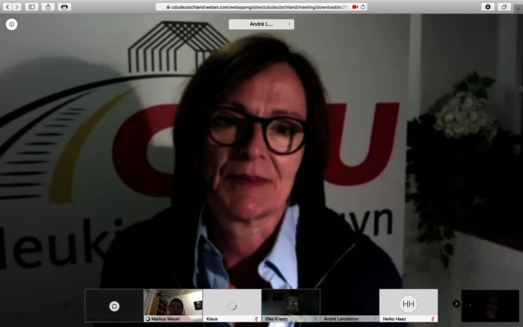 Karin Keesen, Vorsitzende der CDU in Neukirchen-Vluyn; Screenshot cdudeutschland.webex.com