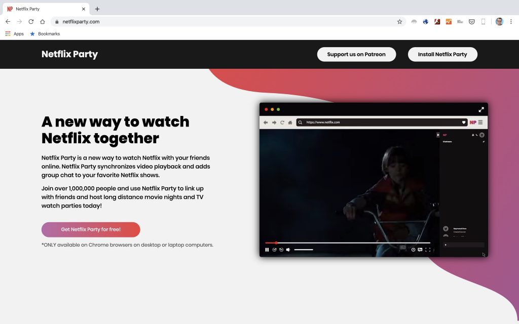 Gemeinsam einsam: Netflix-Party! Screenshot netflixparty.com