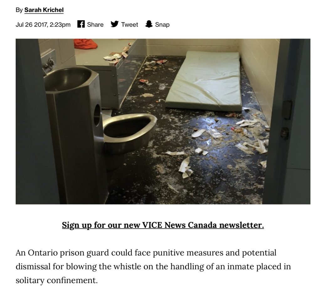 Das Originalbild: Ein Gefängnis in Kanada, ohne "Vorzeige-Asylant" Screenshot VICE.COM