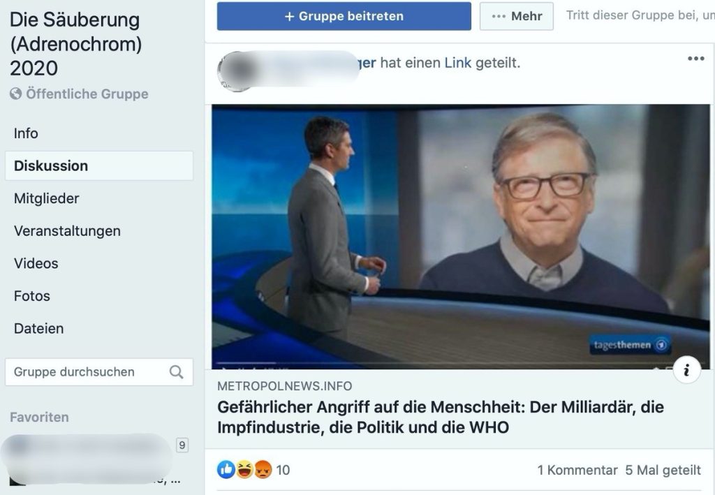 Bill Gates: Im Visier von Verschwörungstheoretikern; Screenshot Facebook