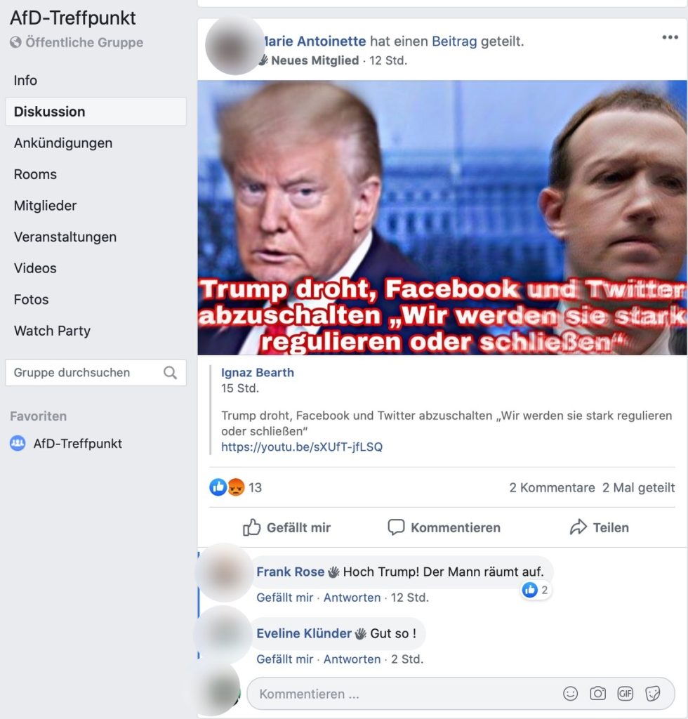 Facebook und Twitter abschalten: Die AfD würde an Reichweite verlieren. Immerhin.; Screenshot Facebook