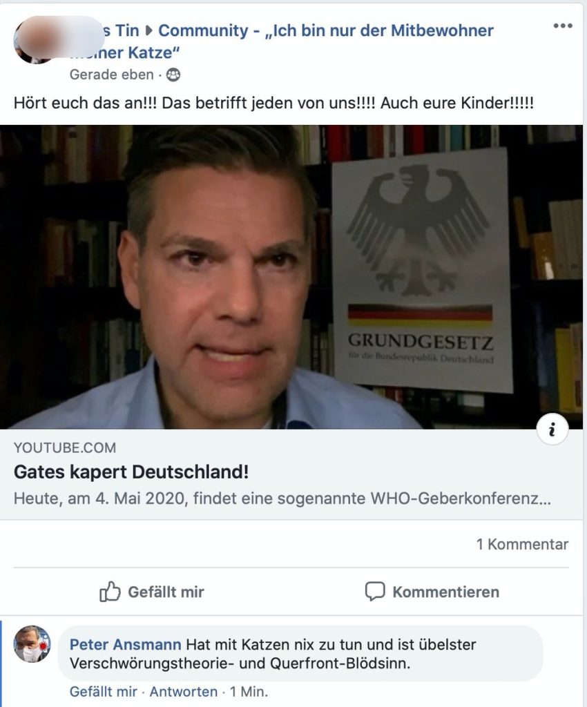 Spam in der Gruppe "Ich bin nur der Mitbewohner meiner Katze"; Screenshot Facebook