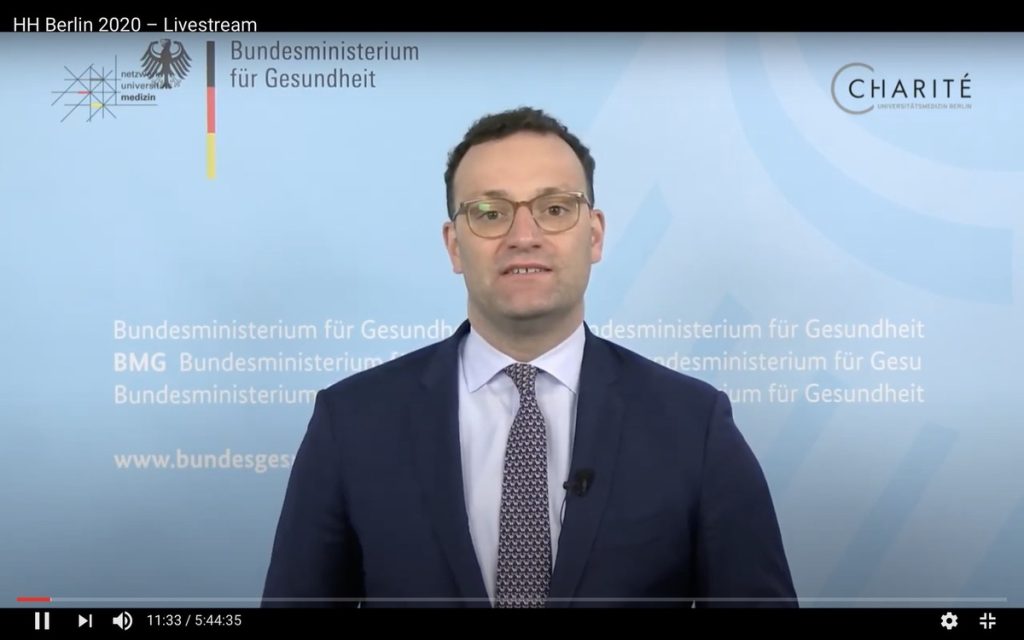 Jens Spahn, Bundesminister für Gesundheit; Screenshot YouTube