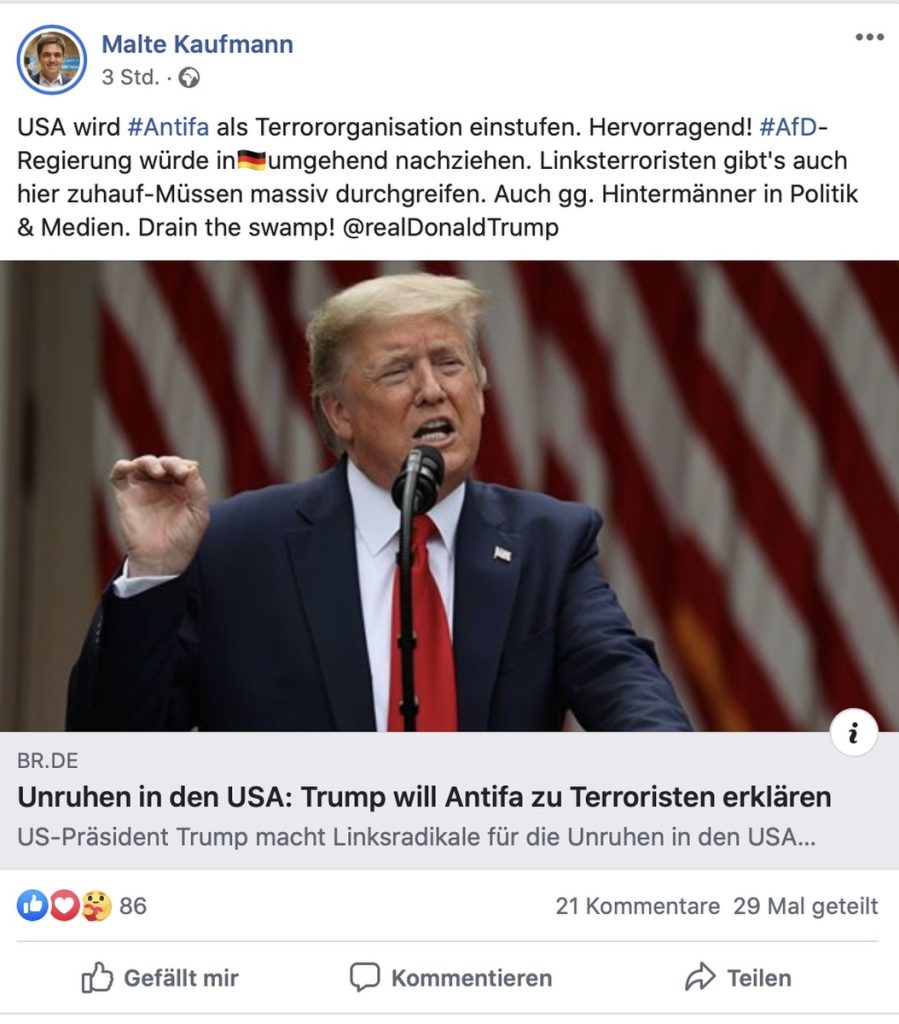 Malte Kaufmann (AfD): "Müssen massiv durchgreifen"; Screenshot