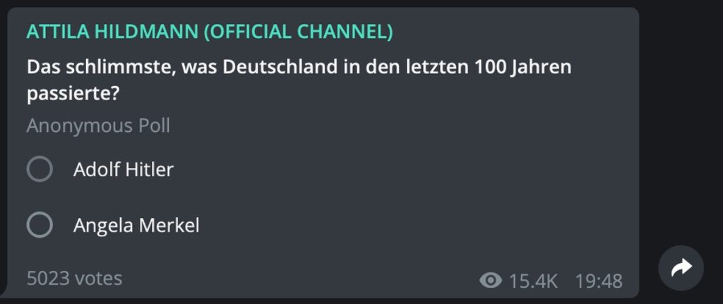 Typische Hildmann-Umfrage; Screenshot Telegram