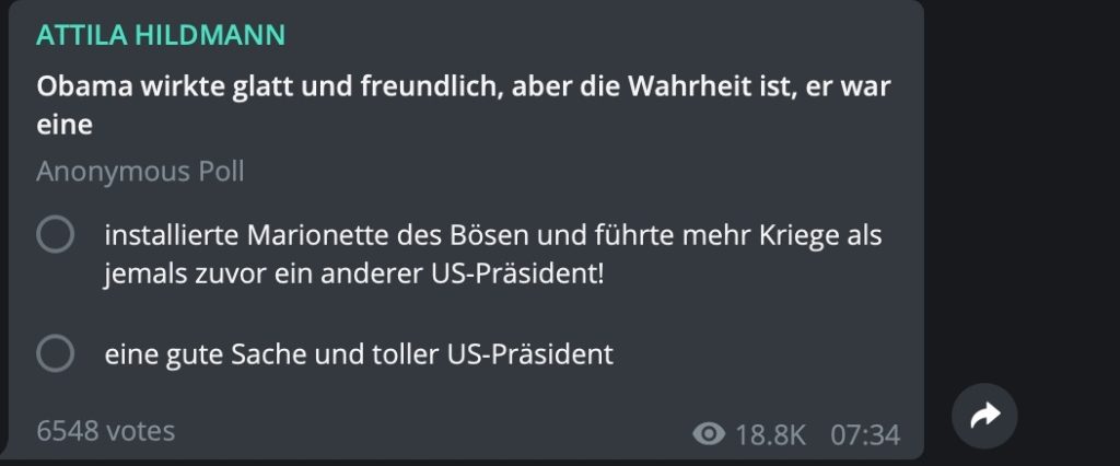 Böser Barack Obama; Screenshot Telegram