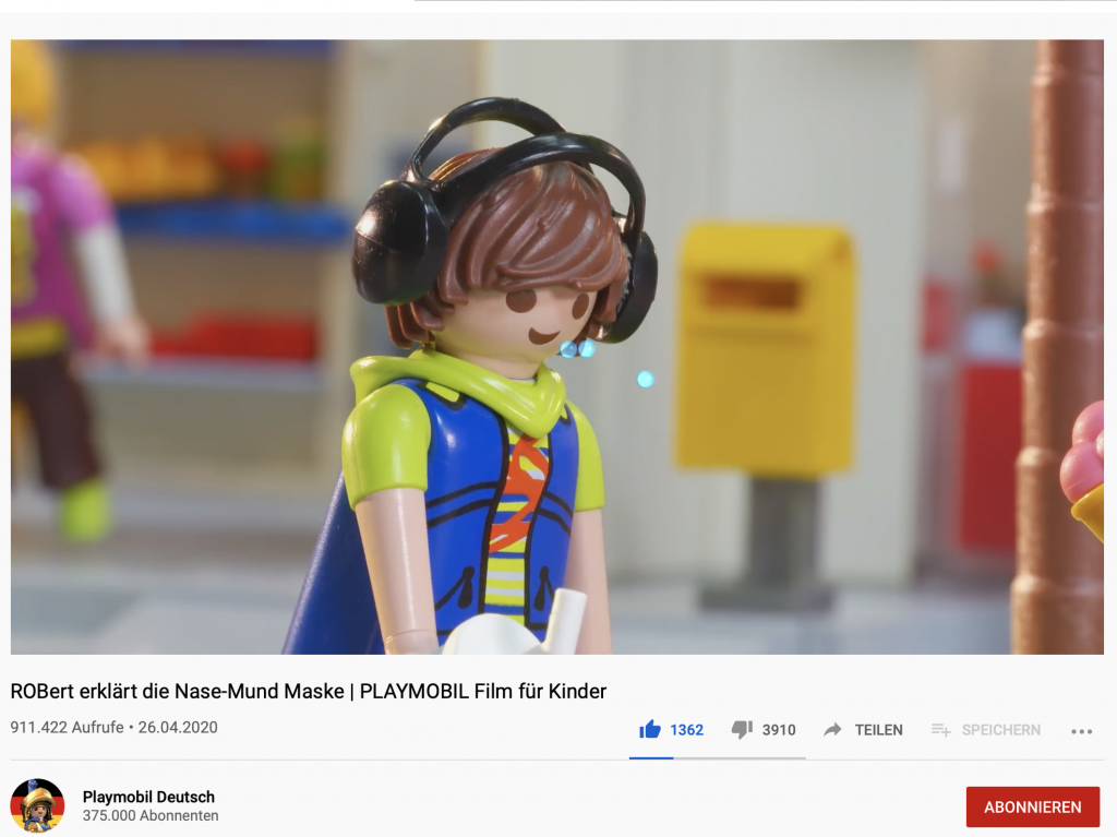 Corona-Rebellen im Kampf gegen Playmobil-Männchen; Screenshot YouTube