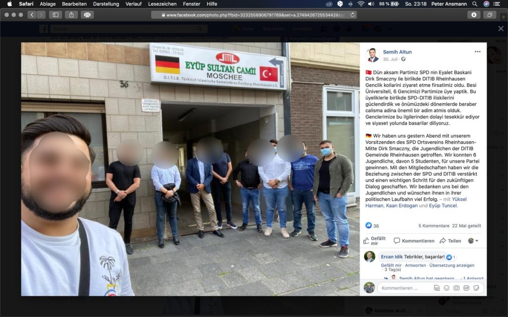 "Beziehung zwischen der SPD und DITIB verstärkt und einen wichtigen Schritt für die zukünftige Zusammenarbeit geschaffen" Screenshot Facebook