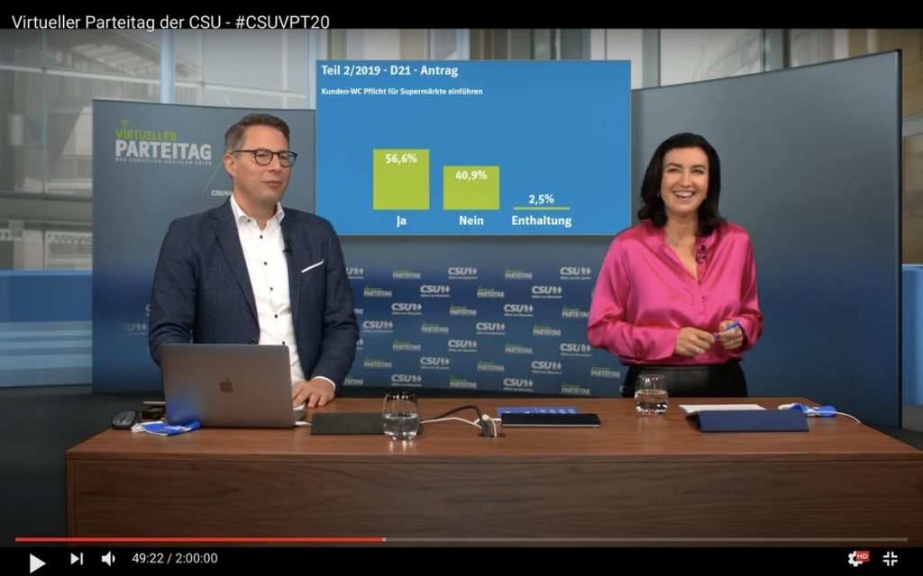 Souveräne Moderation: Markus Blume und Dorothee Bär; Screenshot