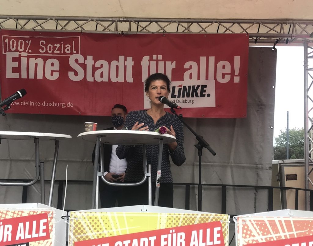 Endlich mal was los in Duisburg: Sahra Wagenknecht war zu Gast; Foto: Peter Ansmann