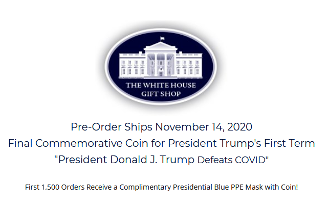 The White House Gift Shop: Historic Moments in History President Donald J Trump Defeats COVID (Screenshot)
