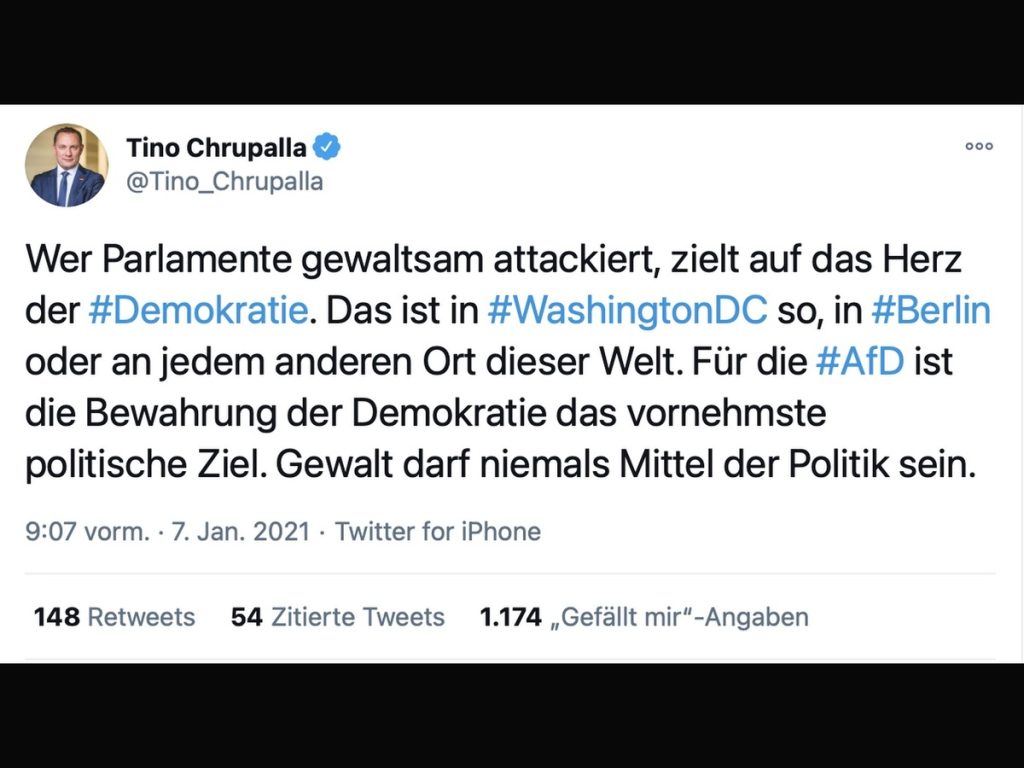 Mediale Nebelkerzen bei der AfD; Screenshot Twitter