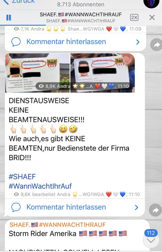 Reichsbürger-Fake-News; Foto: Telegram