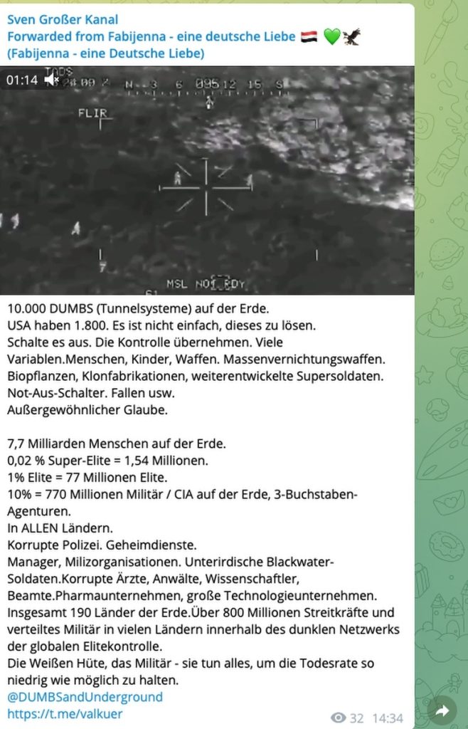 Thema "Adrenochrom" und die angeblichen Befreiungsaktionen; Screenshot Telegram