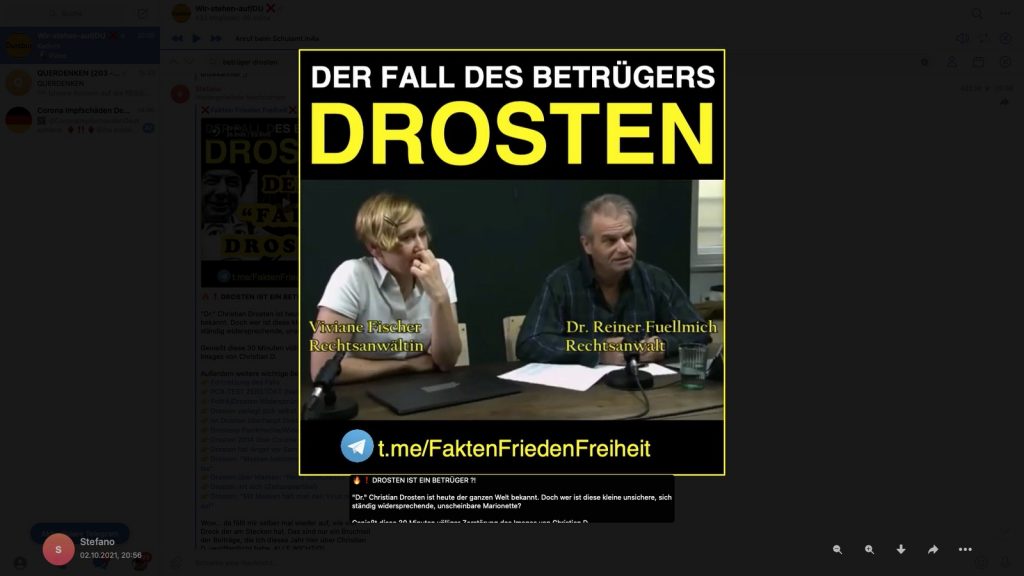 Offensichtlich falsche Verdächtigungen: Kein Problem für "Duisburg steht auf"; Screenshot Telegram