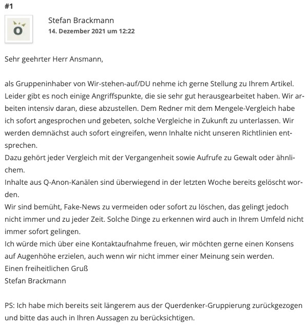 Kommentar von Stefan Brackmann - "Duisburg steht auf"; Screenshot ruhrbarone.de