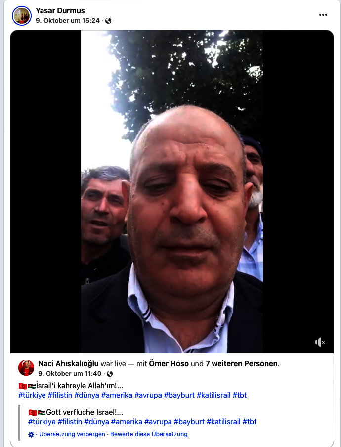 "🇹🇷🇪🇭Gott verfluche Israel!..."; Screenshot Facebook