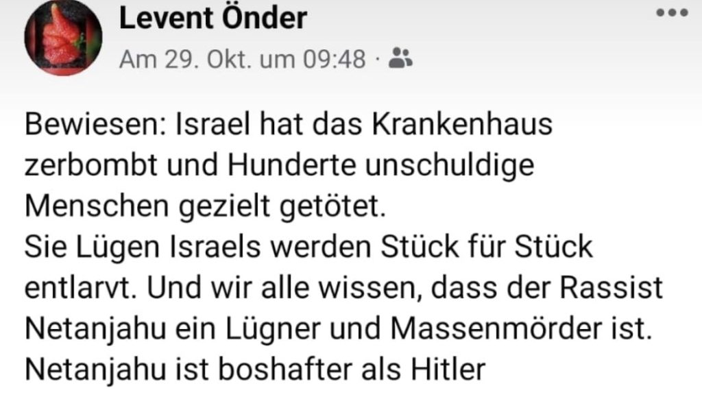 "Netanjahu ist boshafter als Hitler"; Screenshot Facebook
