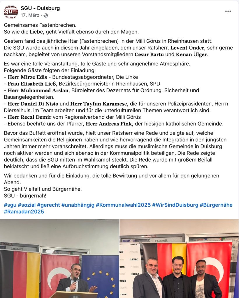 Besuch bei Milli Görüs in Rheinhausen (Screenshot Facebook)