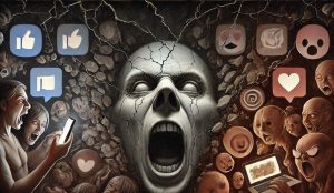 Social Media holt aus den Menschen nicht unbedingt ihre besten Seiten heraus. Grafik: DALL-E