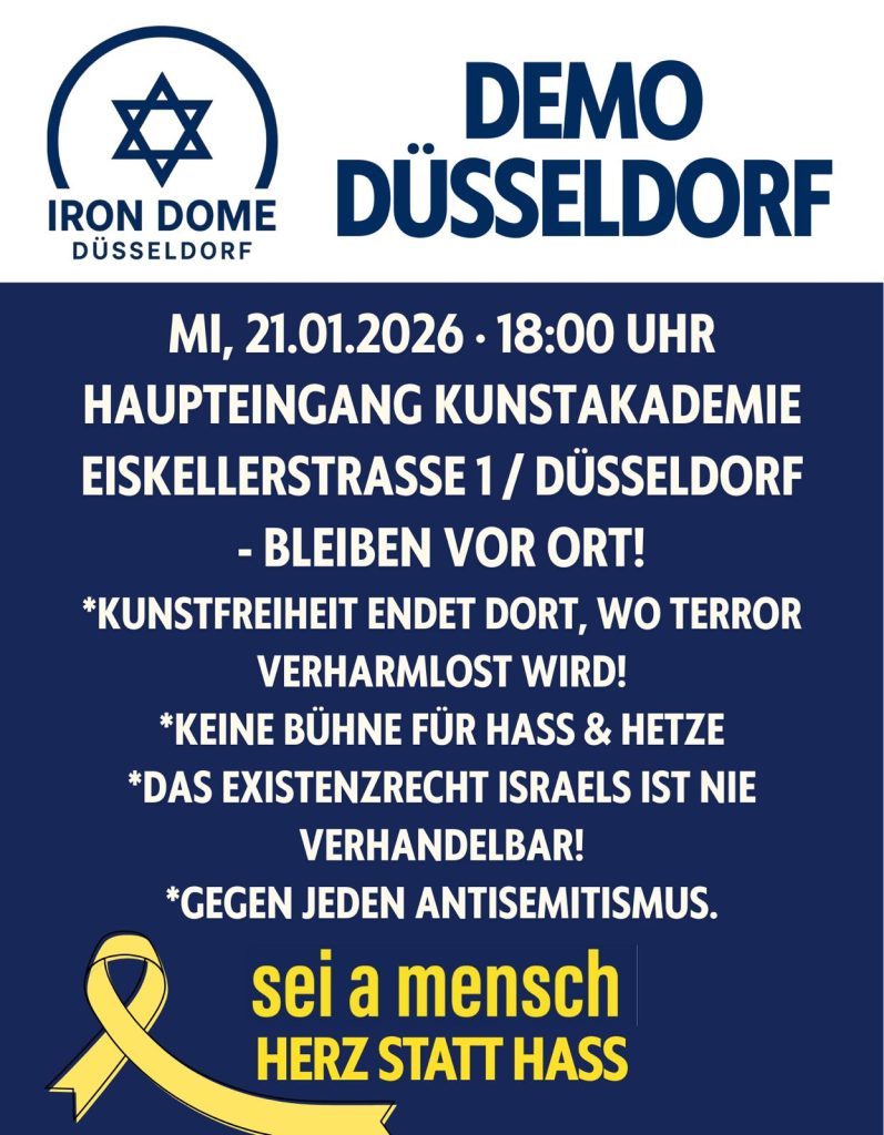 Aufruf zur Demonstration vor der "Kunstakademie" in Düsseldorf