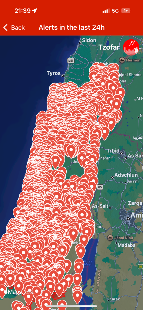 Alarm in Israel: Tzofar App am 01.03.2026
