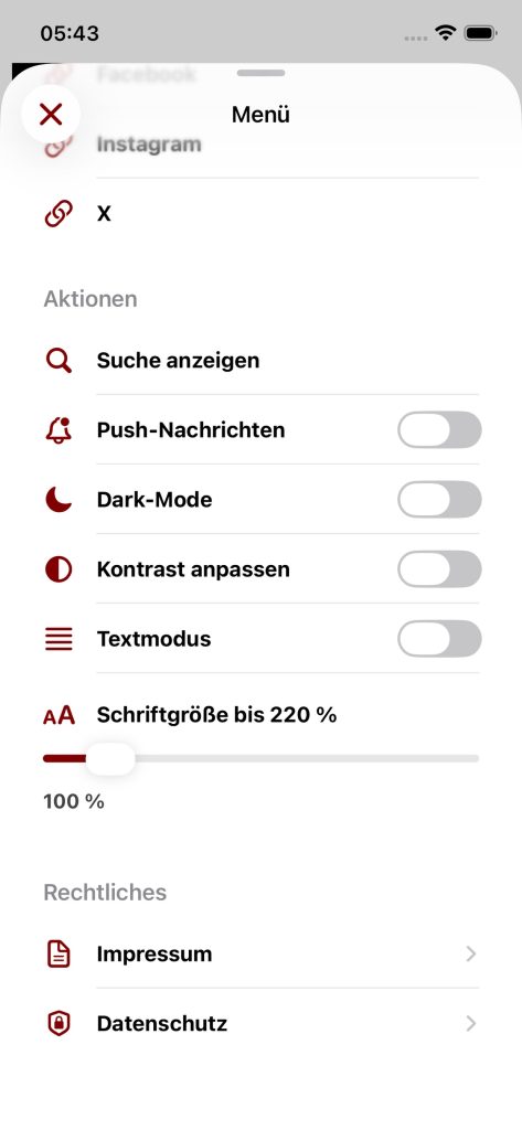 Das Menü bietet viele Optionen für den User...