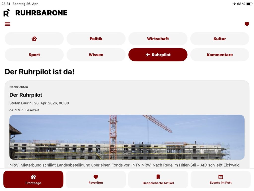 Die Ruhrbarone App (iPad): Der Ruhrpilot ist da! (Screenshot)